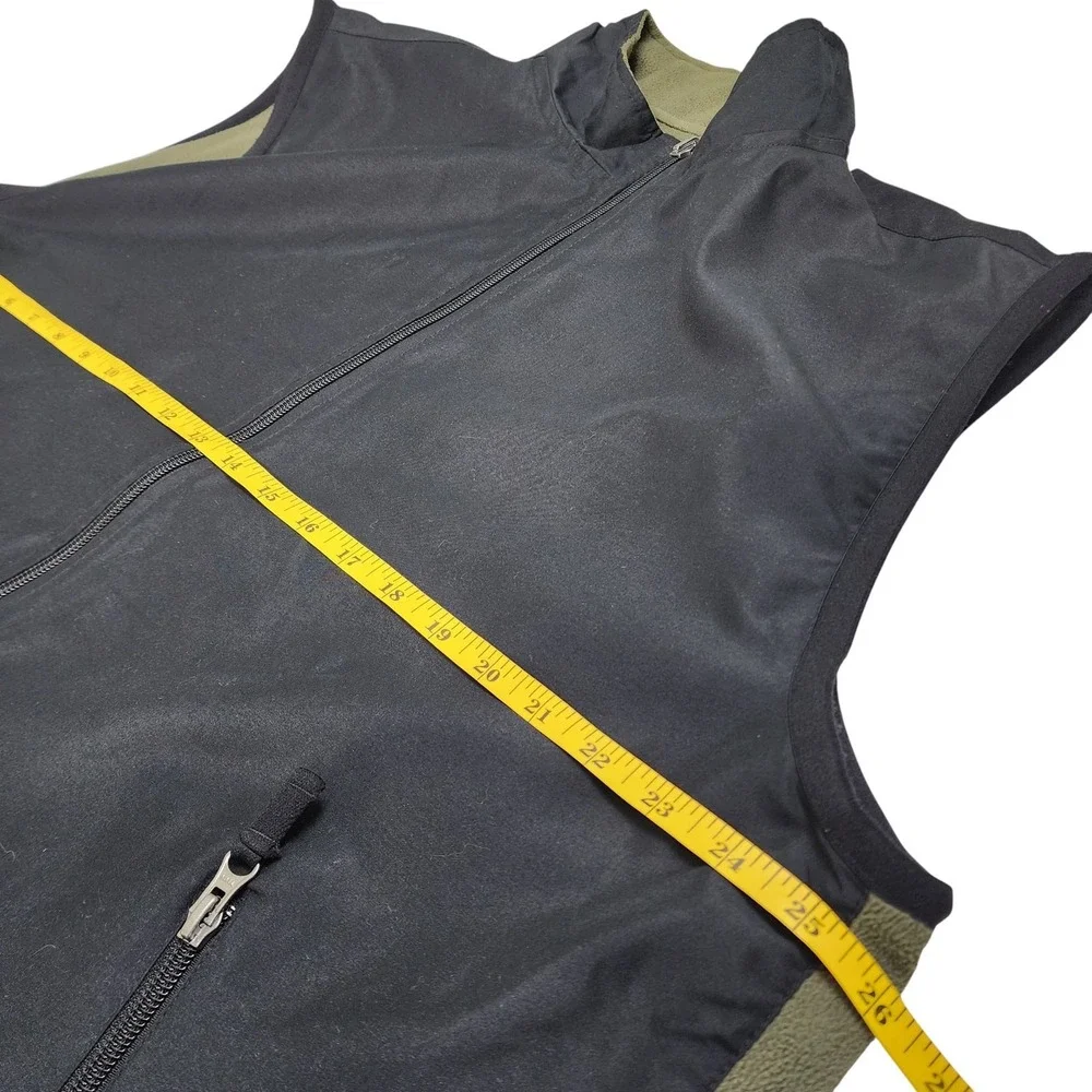 GAP Mens Fleece Lined Reversible Vest Size XL Black Green Full Zip Vintage Y2K - Picture 10 of 12